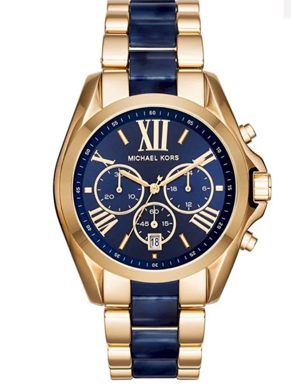 Michael Kors Gold and Navy Chronograph Watch Mens